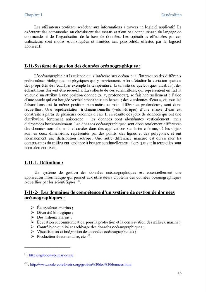 Inventaire des outils logiciels pour le traitement et la gestion d\'une base de données marine et cotière