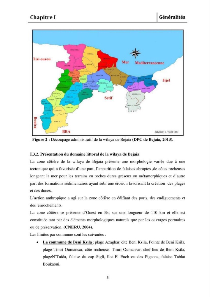 Evaluation de l\'état de mise en oeuvre de la loi 02-02 du 5 février 2002 relative à la protection et à la valorisation littorale dans la wilaya de Bejaia