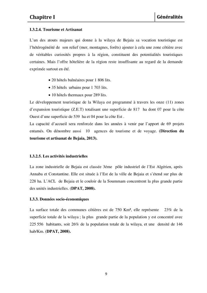 Evaluation de l\'état de mise en oeuvre de la loi 02-02 du 5 février 2002 relative à la protection et à la valorisation littorale dans la wilaya de Bejaia