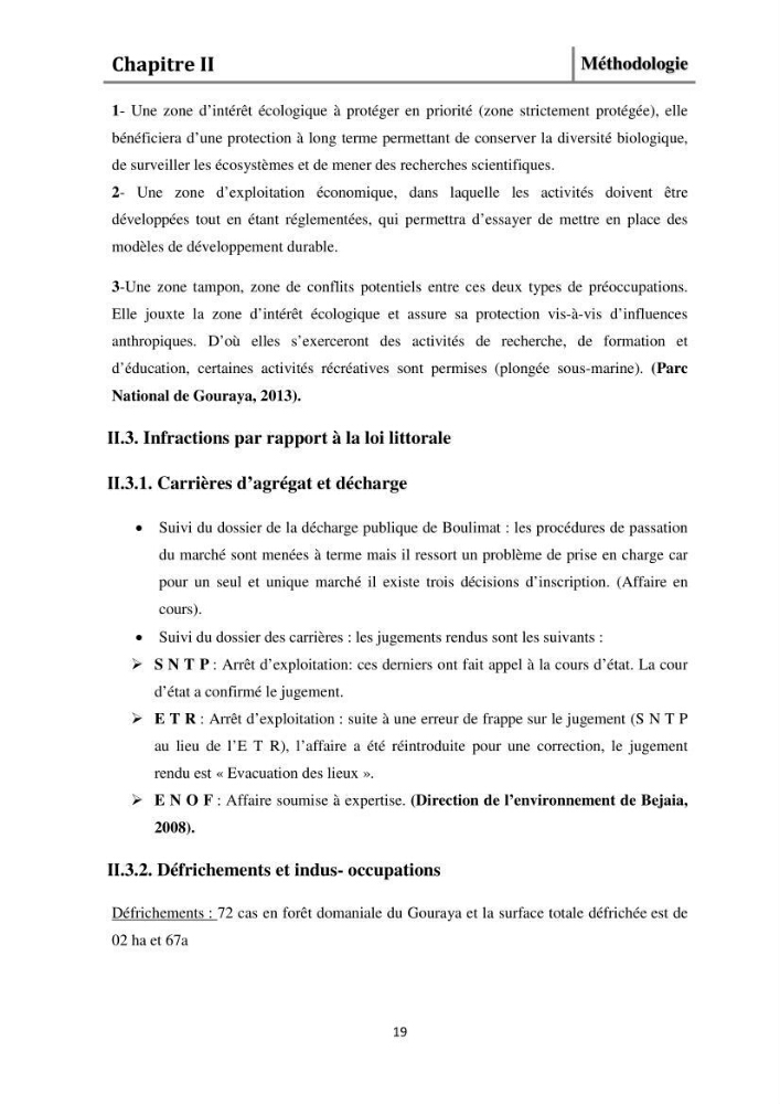 Evaluation de l\'état de mise en oeuvre de la loi 02-02 du 5 février 2002 relative à la protection et à la valorisation littorale dans la wilaya de Bejaia