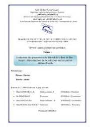 Evaluation des paramètres du littoral de la baie de Bou-Ismail: détermination de la pollution marine par les métaux lourds