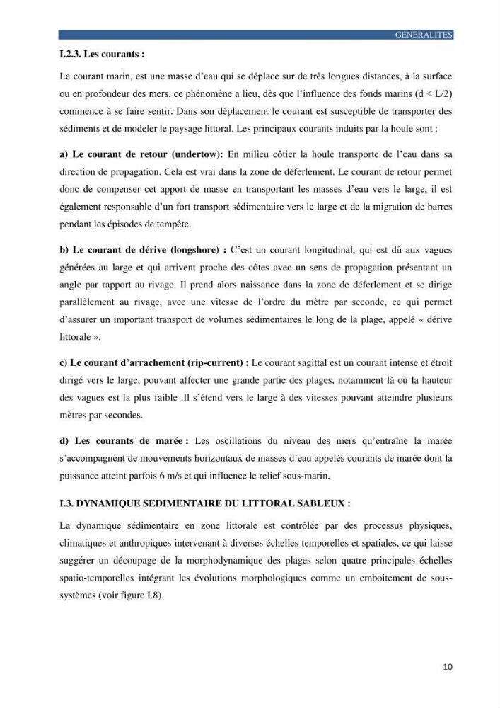 Contribution a la connaissance de la morphologie et de la dynamique sedimentaire de la côte Ouest d\'Algerie,plage d\'Ain Franine, Oran