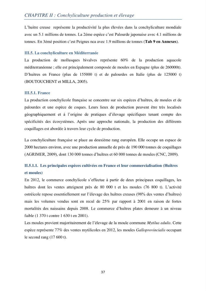 La conchyliculture Production et Elevage
