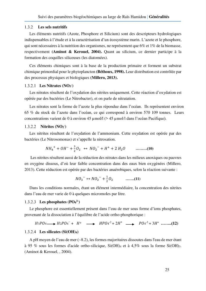 Suivi des paramètres biogéochimiques au large de Rais Hamidou entre Avril et juillet 2019