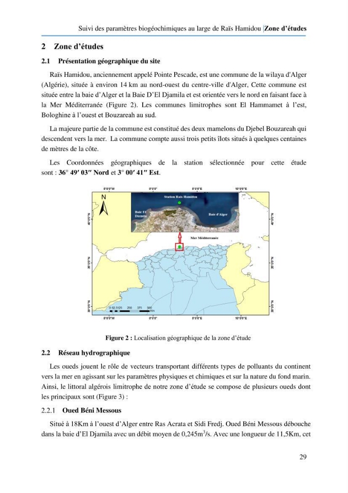 Suivi des paramètres biogéochimiques au large de Rais Hamidou entre Avril et juillet 2019