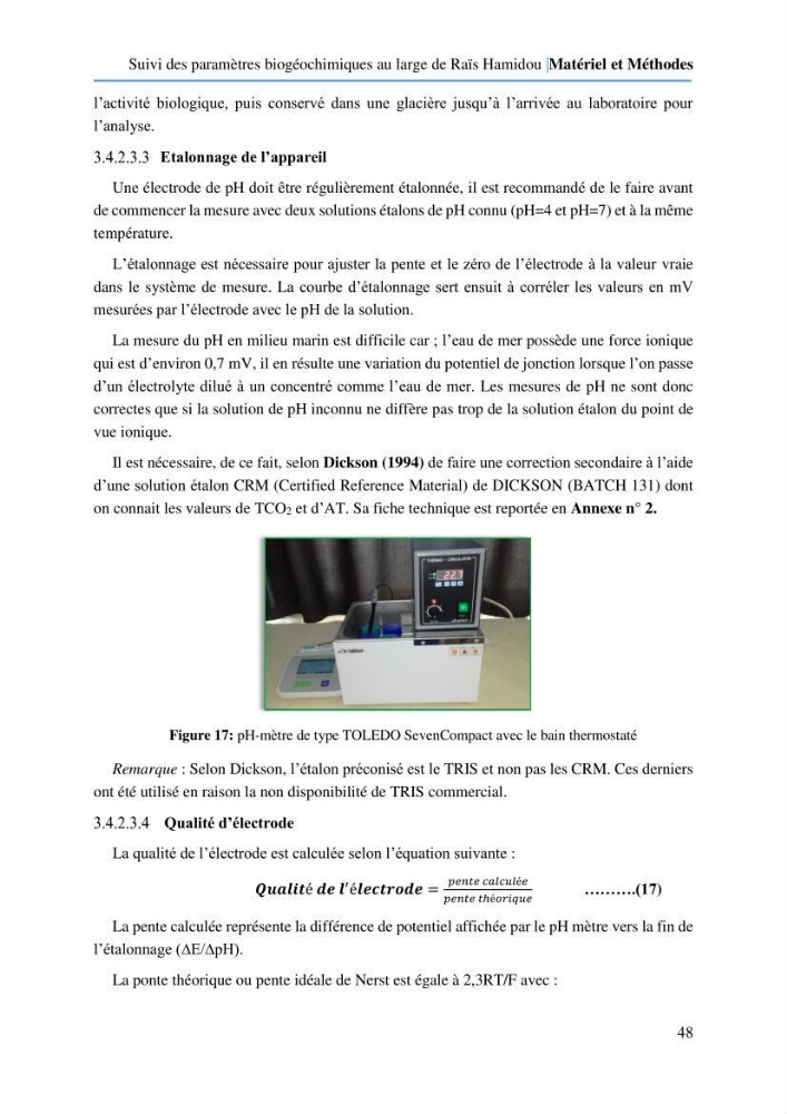 Suivi des paramètres biogéochimiques au large de Rais Hamidou entre Avril et juillet 2019