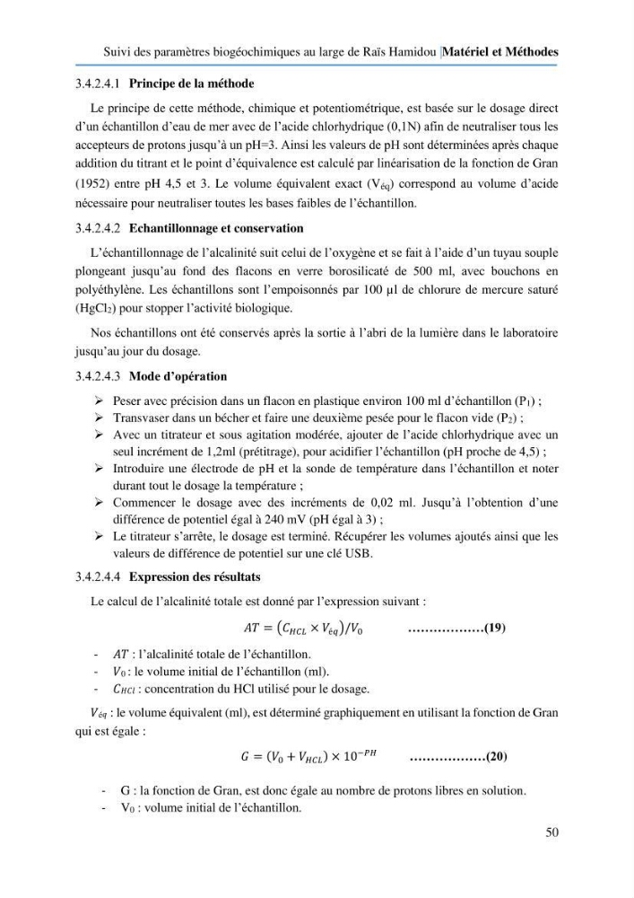 Suivi des paramètres biogéochimiques au large de Rais Hamidou entre Avril et juillet 2019