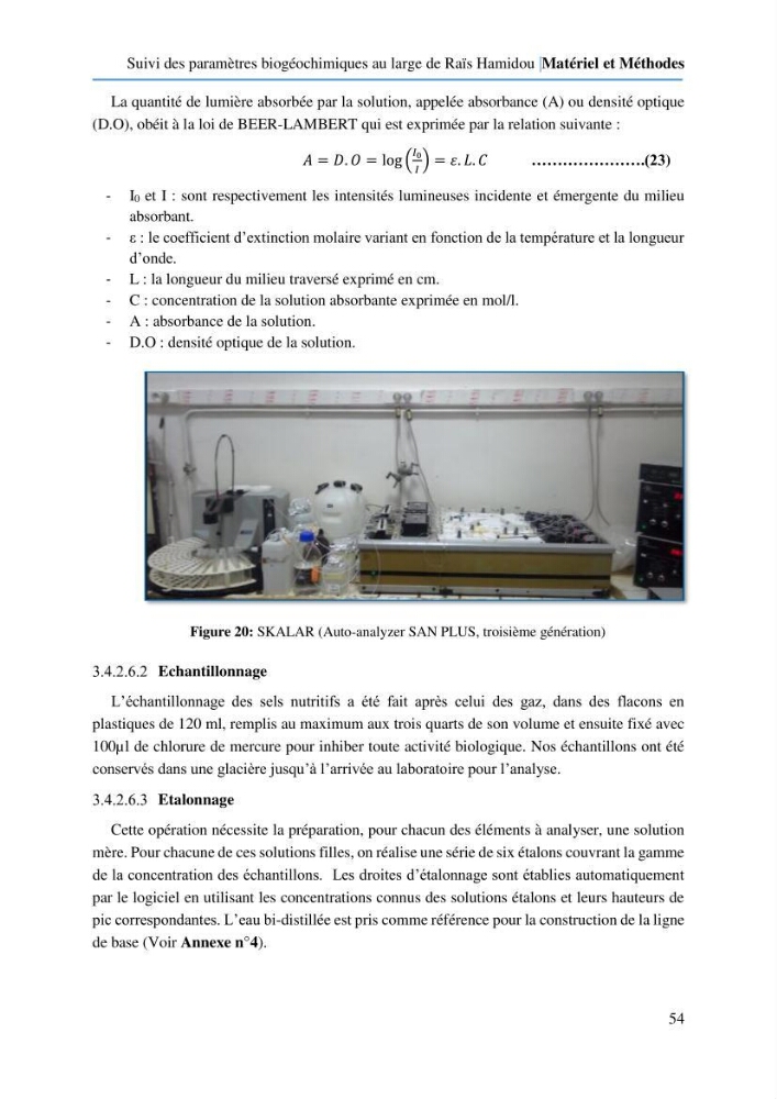 Suivi des paramètres biogéochimiques au large de Rais Hamidou entre Avril et juillet 2019