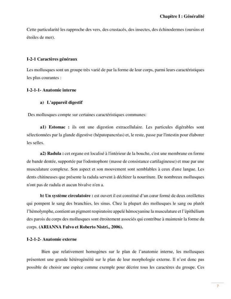 Contribution au recensement des mollusques de la région centre (Alger et Tipaza)
