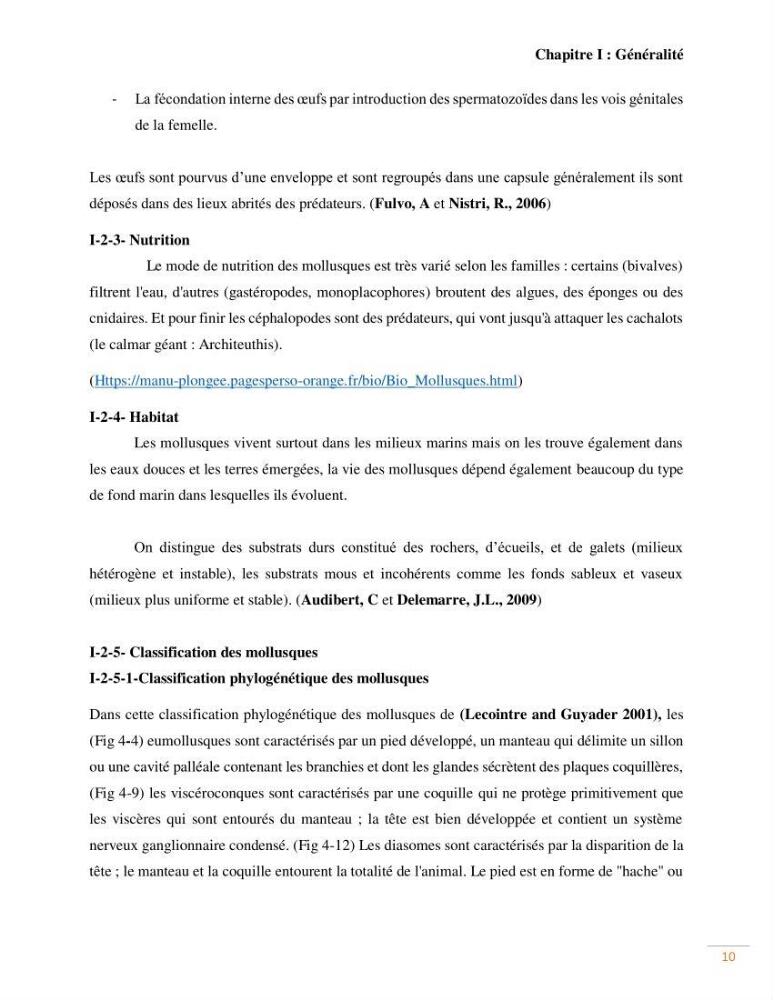 Contribution au recensement des mollusques de la région centre (Alger et Tipaza)