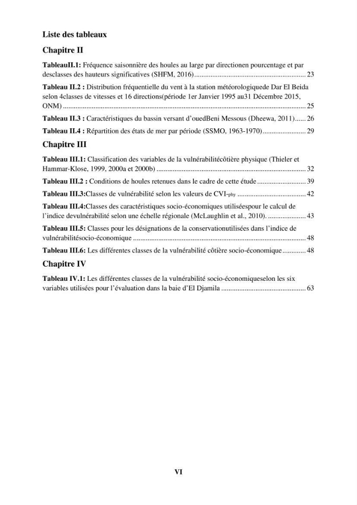 Calcul de l\'indice de vulnérabilité côtière de la baie d\'El Djamila