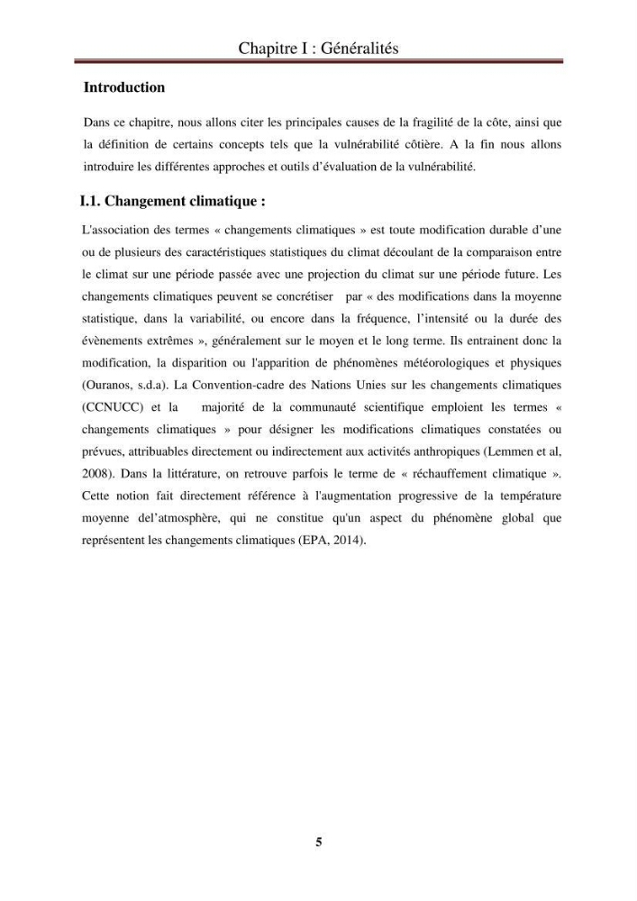 Calcul de l\'indice de vulnérabilité côtière de la baie d\'El Djamila