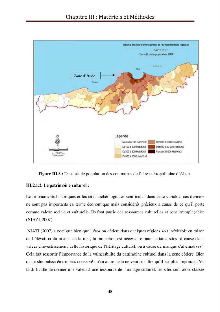 Calcul de l\'indice de vulnérabilité côtière de la baie d\'El Djamila