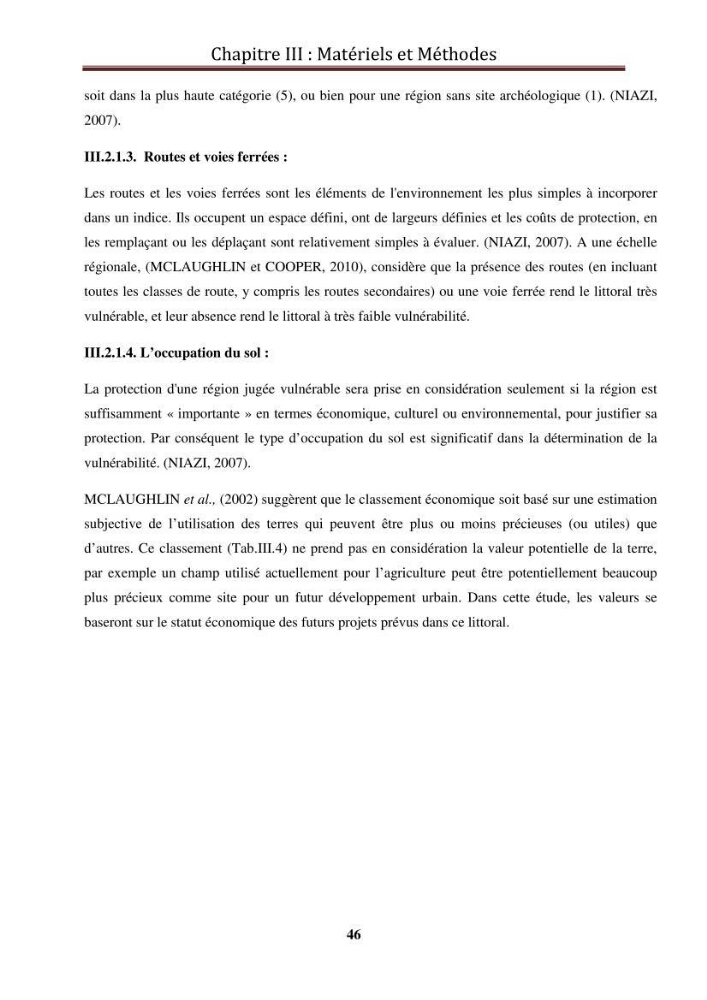 Calcul de l\'indice de vulnérabilité côtière de la baie d\'El Djamila