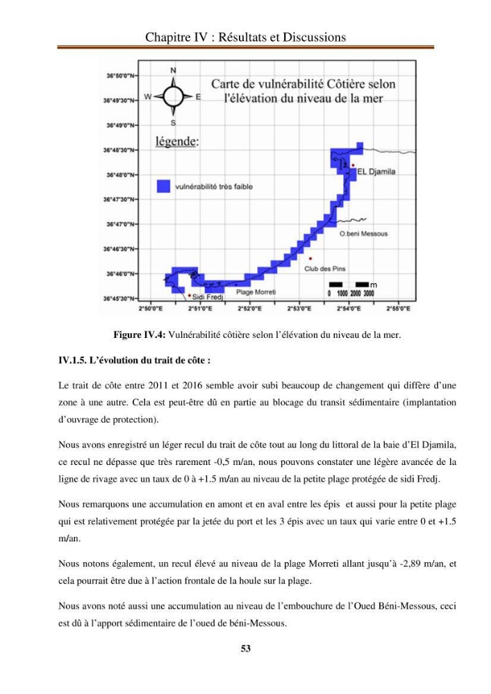 Calcul de l\'indice de vulnérabilité côtière de la baie d\'El Djamila
