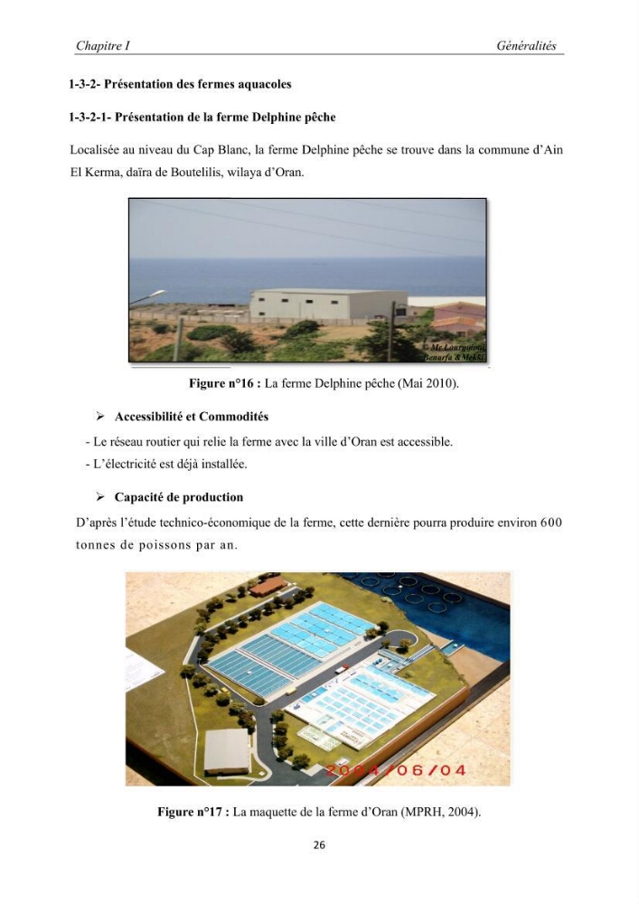 Caractérisation de l\'aquaculture marine au niveau de la côte ouest Algérienne: état actuel et perspectives de développement