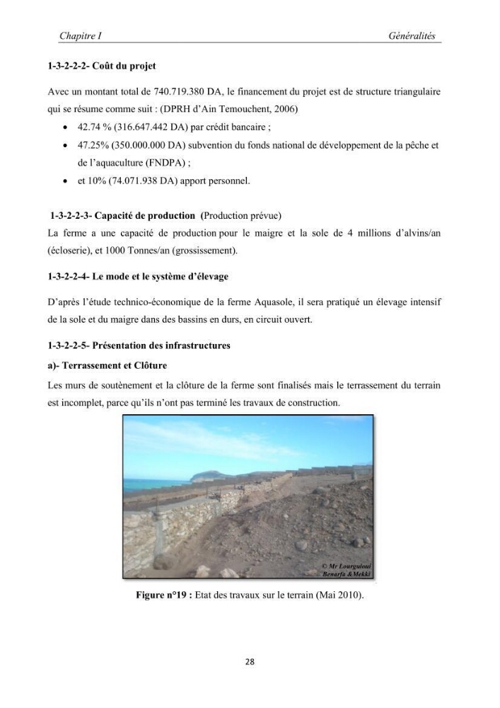 Caractérisation de l\'aquaculture marine au niveau de la côte ouest Algérienne: état actuel et perspectives de développement