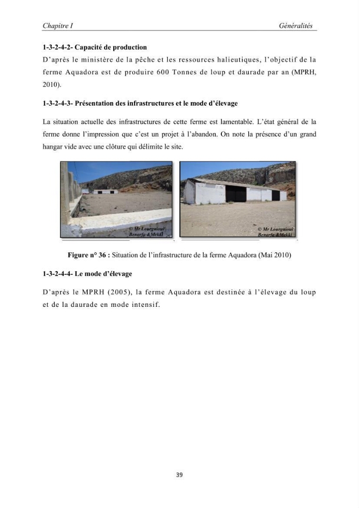 Caractérisation de l\'aquaculture marine au niveau de la côte ouest Algérienne: état actuel et perspectives de développement