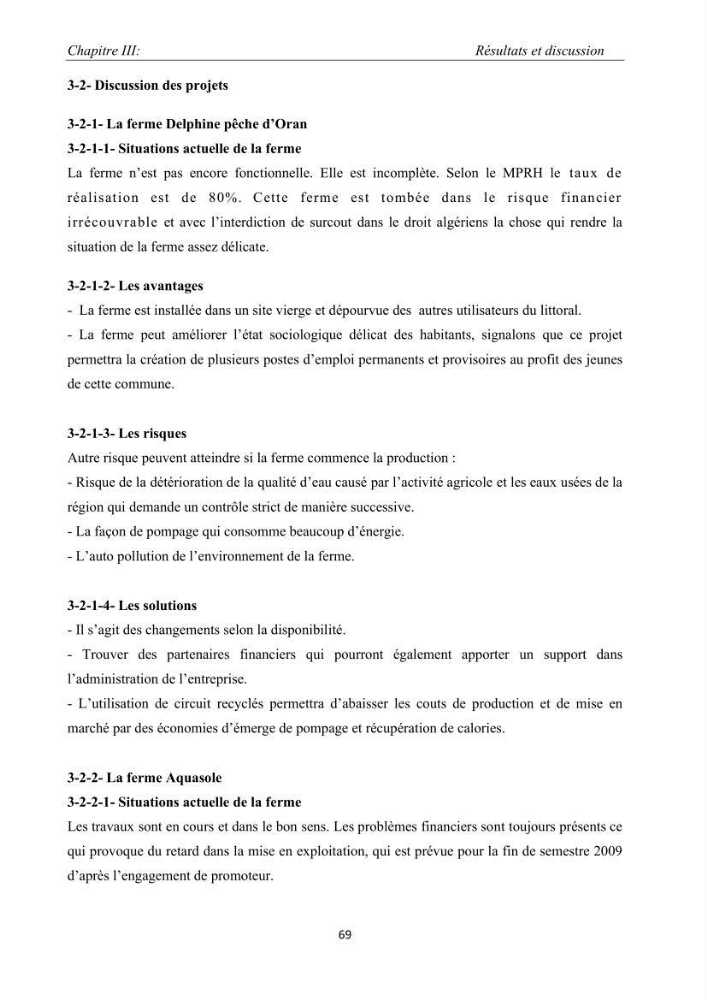 Caractérisation de l\'aquaculture marine au niveau de la côte ouest Algérienne: état actuel et perspectives de développement