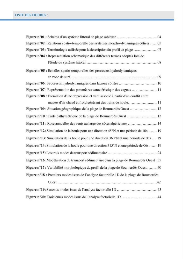 Analyse statistique de l\'evolution morphodynamique des plages ( plage de boumerdès Ouest)