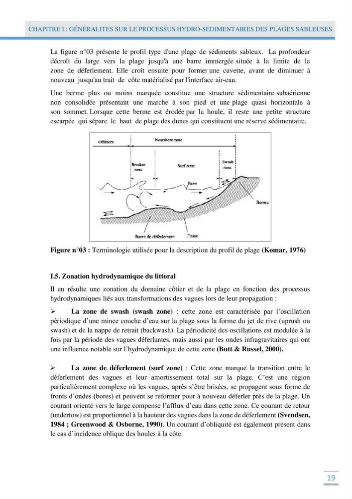 Analyse statistique de l\'evolution morphodynamique des plages ( plage de boumerdès Ouest)