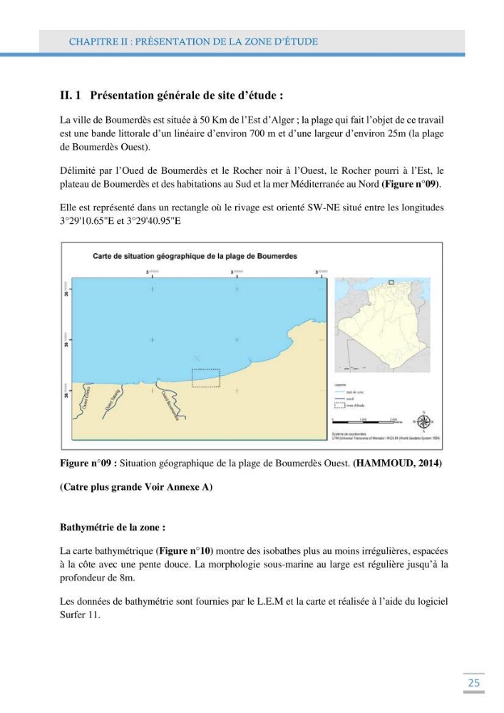 Analyse statistique de l\'evolution morphodynamique des plages ( plage de boumerdès Ouest)