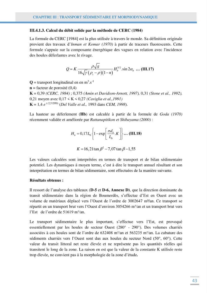 Analyse statistique de l\'evolution morphodynamique des plages ( plage de boumerdès Ouest)