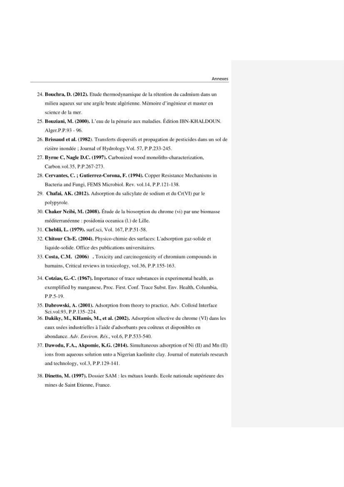 Dépollution d’une eau contaminée par les ions chrome à partir de charbon actif en grains