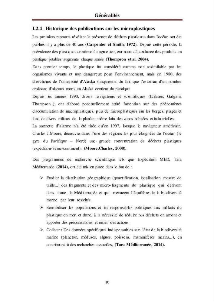Evaluation quantitative des microplastiques dans la baie de Bou-Ismail