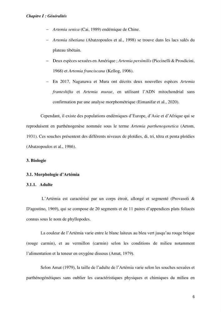 Culture des proies vivantes valorisation d\'une souche d\'artémia