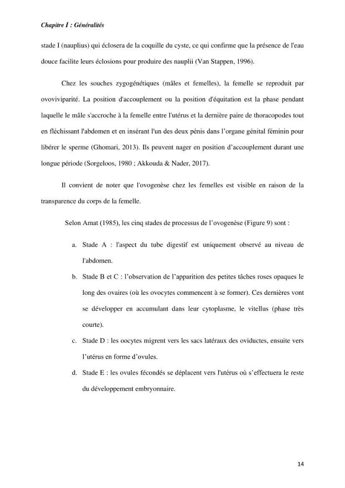 Culture des proies vivantes valorisation d\'une souche d\'artémia