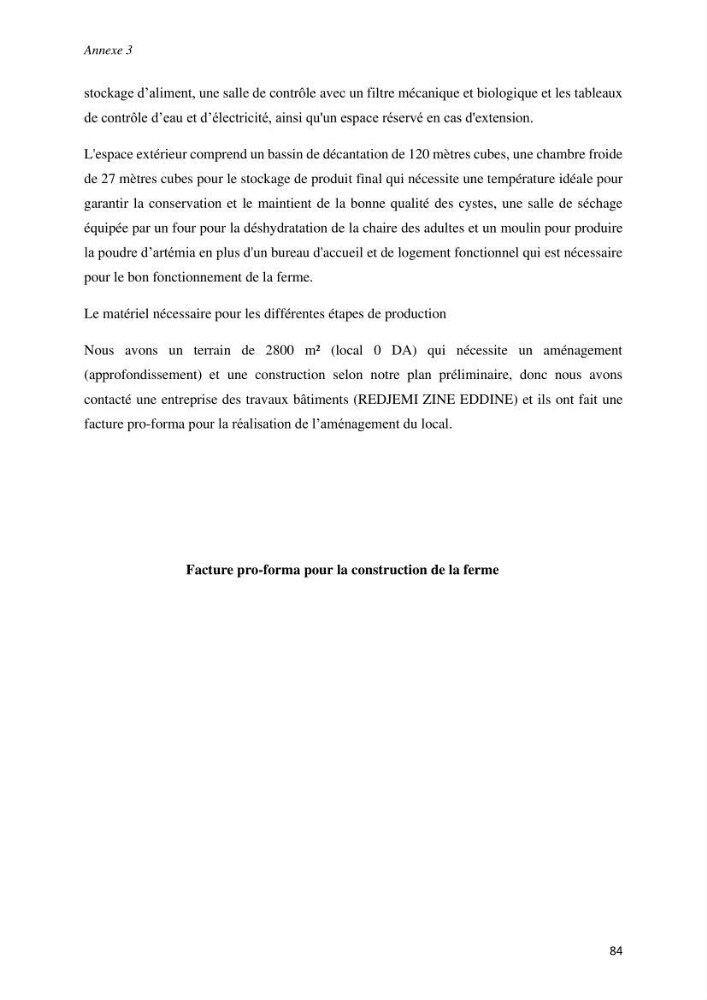 Culture des proies vivantes valorisation d\'une souche d\'artémia