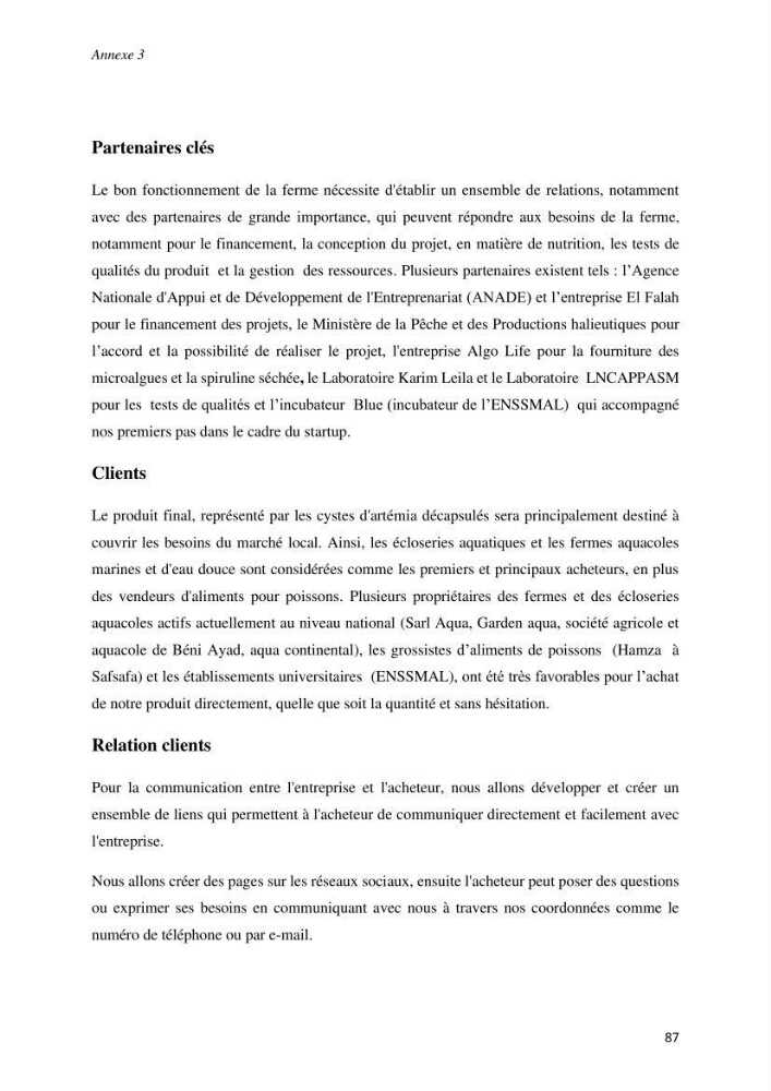 Culture des proies vivantes valorisation d\'une souche d\'artémia
