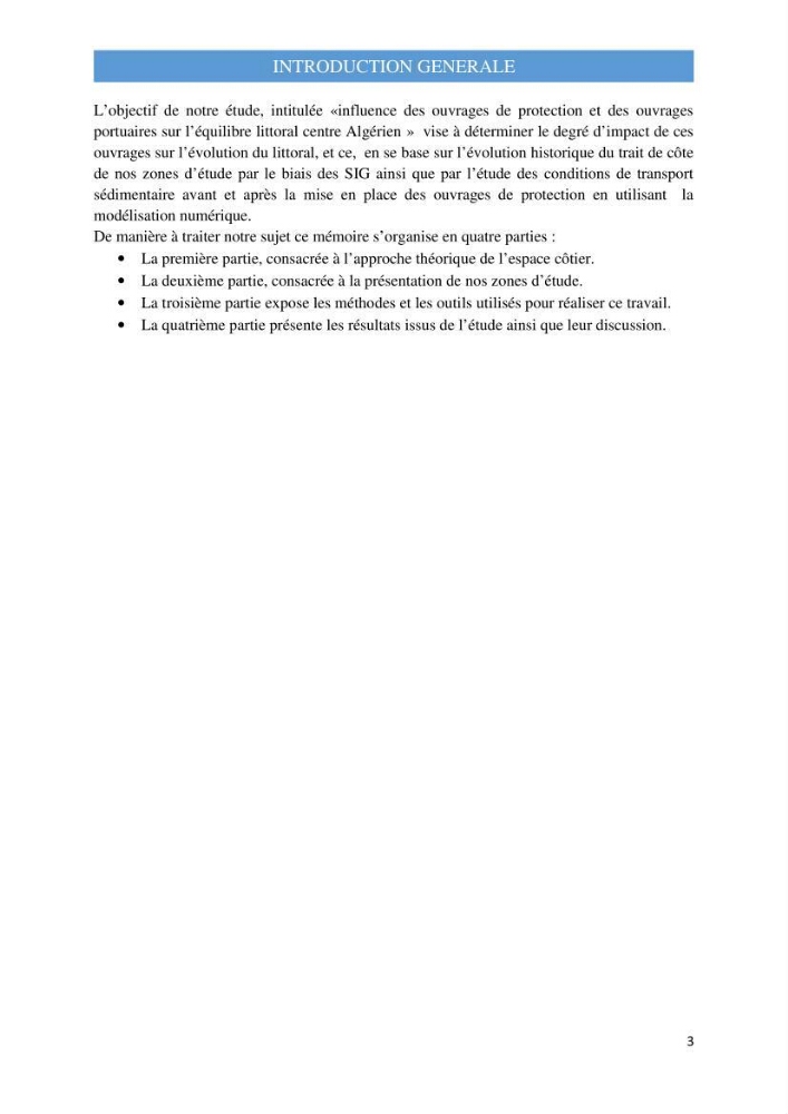 Influence des ouvrages portuaires et de protection sur l\'équilibre du littoral centre Algerien