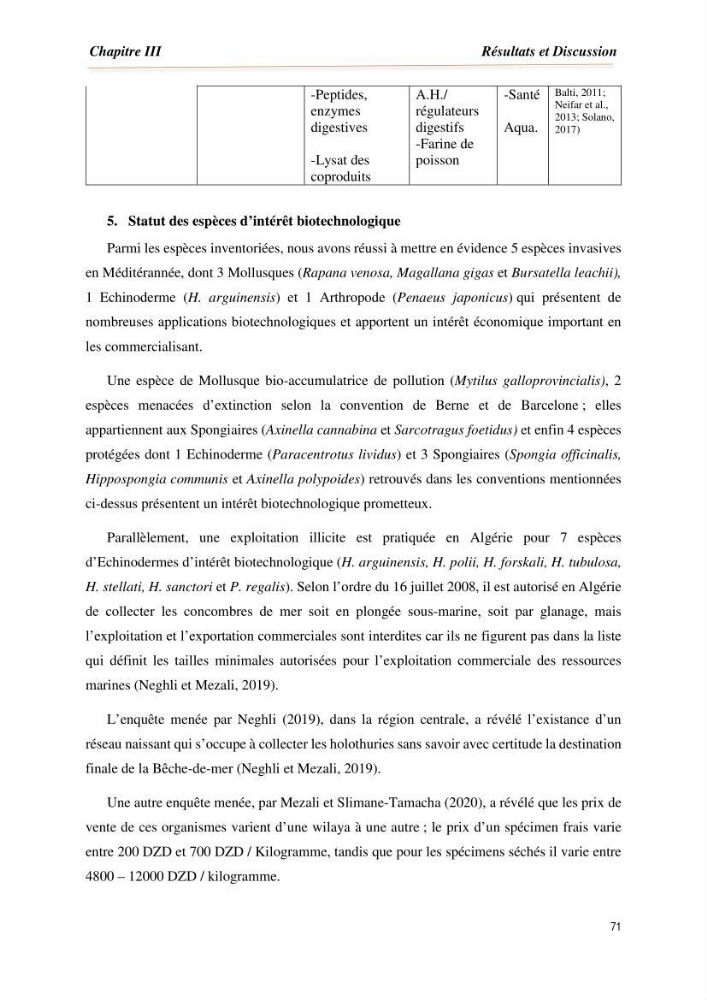 Mise en évidence de la faune marine d’intérêt biotechnologique de la côte algérienne.: