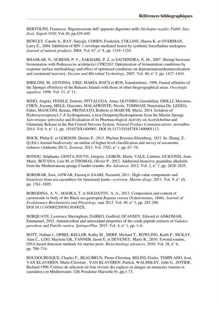 Mise en évidence de la faune marine d’intérêt biotechnologique de la côte algérienne.: