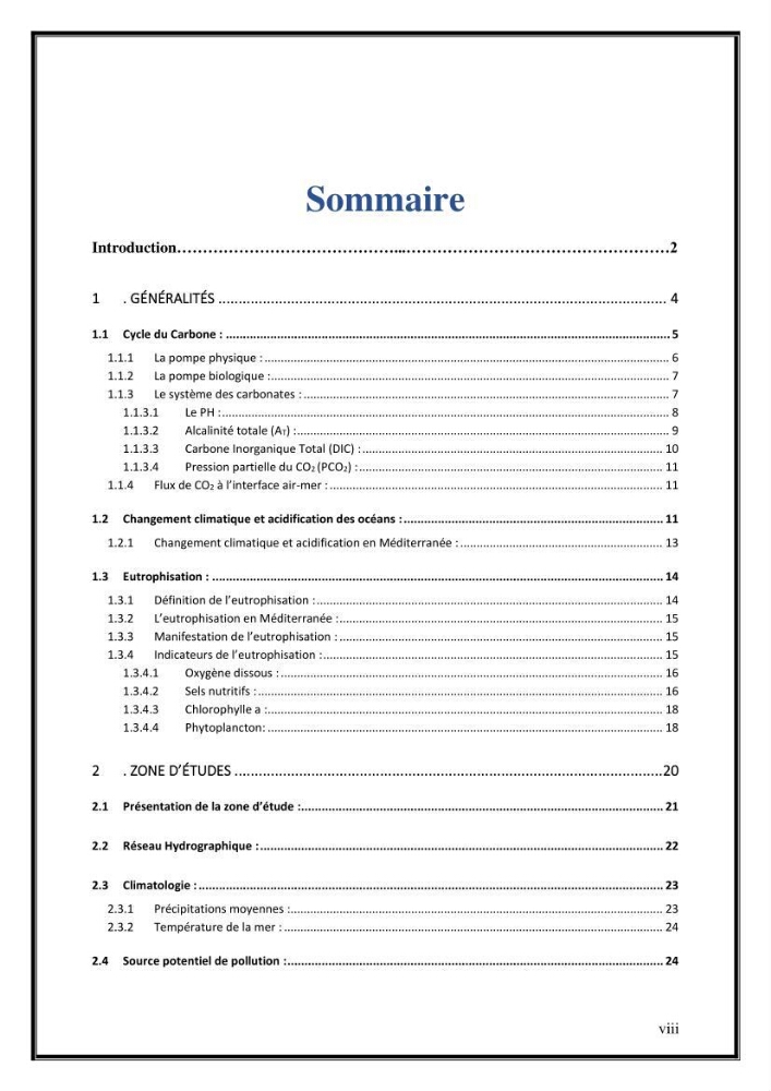Contribution à l’étude du cycle annuel des flux air-mer en CO2 et l’évaluation de l’état de l’eutrophisation dans la baie de Bou Ismail