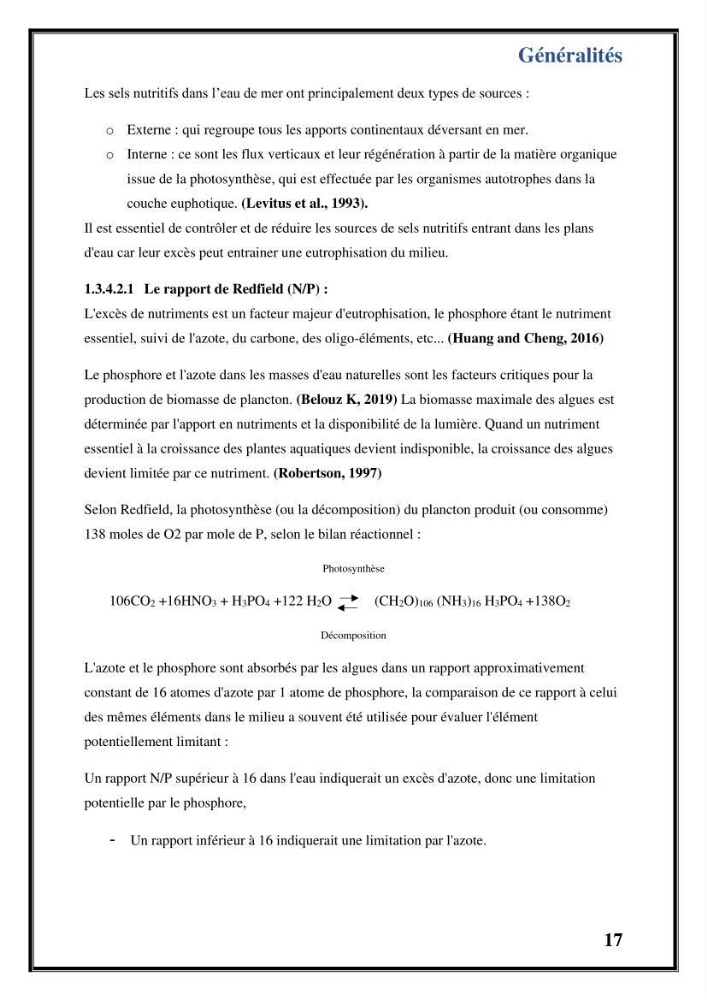 Contribution à l’étude du cycle annuel des flux air-mer en CO2 et l’évaluation de l’état de l’eutrophisation dans la baie de Bou Ismail