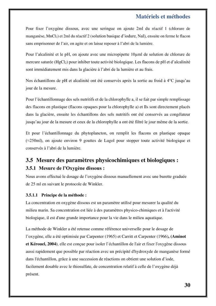 Contribution à l’étude du cycle annuel des flux air-mer en CO2 et l’évaluation de l’état de l’eutrophisation dans la baie de Bou Ismail