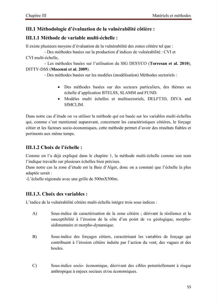 Apport de la variable socio-économique sur l\'évaluation de la vullnérabilité côtière: cas la baie d\'Alger