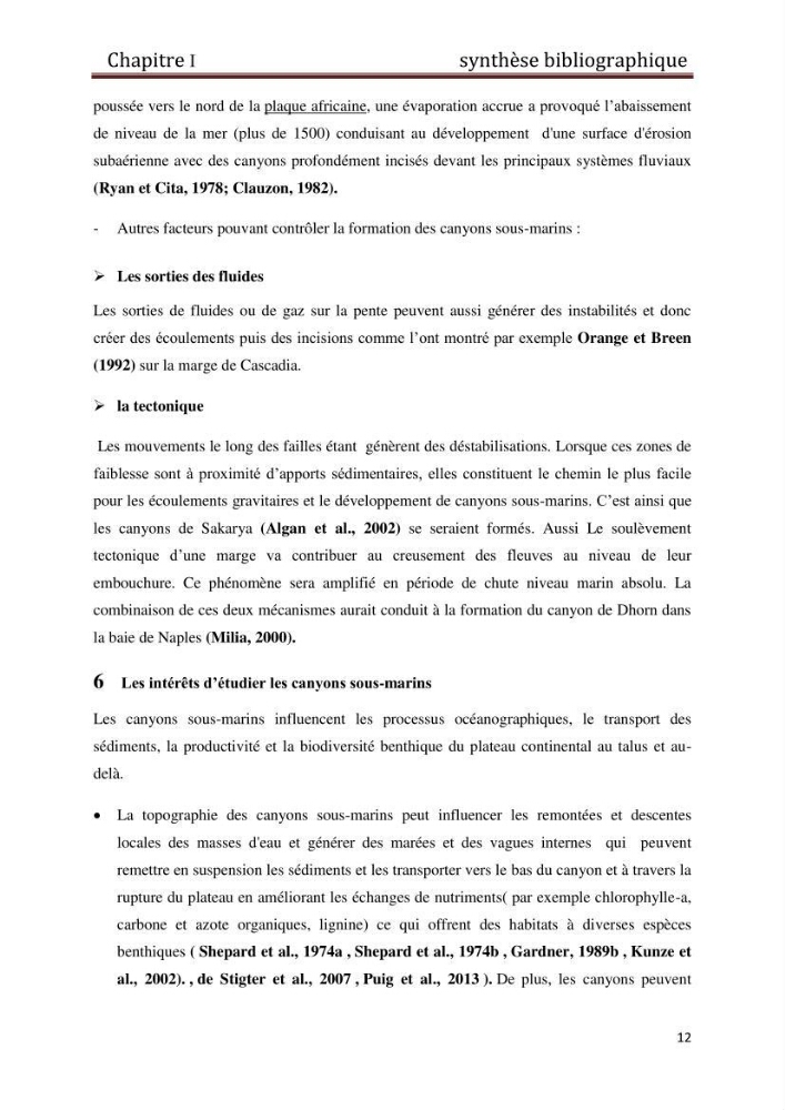 Processus d’initiation et d’évolution des canyons sous-marins le long de la marge continental du Golf de Bejaia