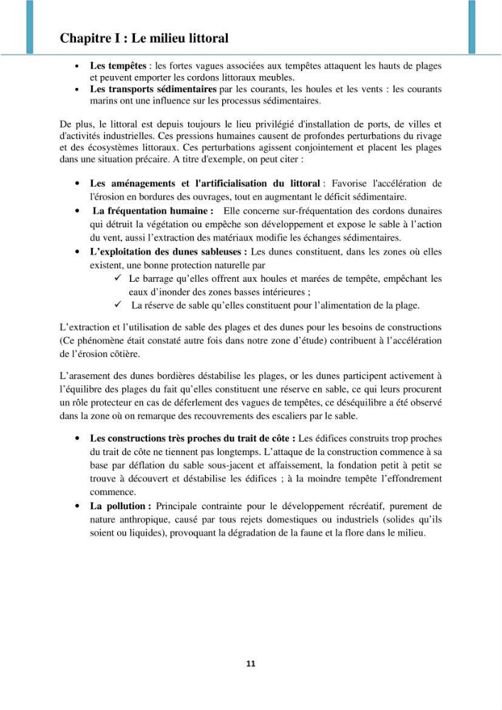 Processus mis en jeu dans l\'évolution morpho-dynamique de la baie de Zemmouri