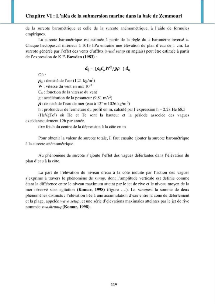 Processus mis en jeu dans l\'évolution morpho-dynamique de la baie de Zemmouri