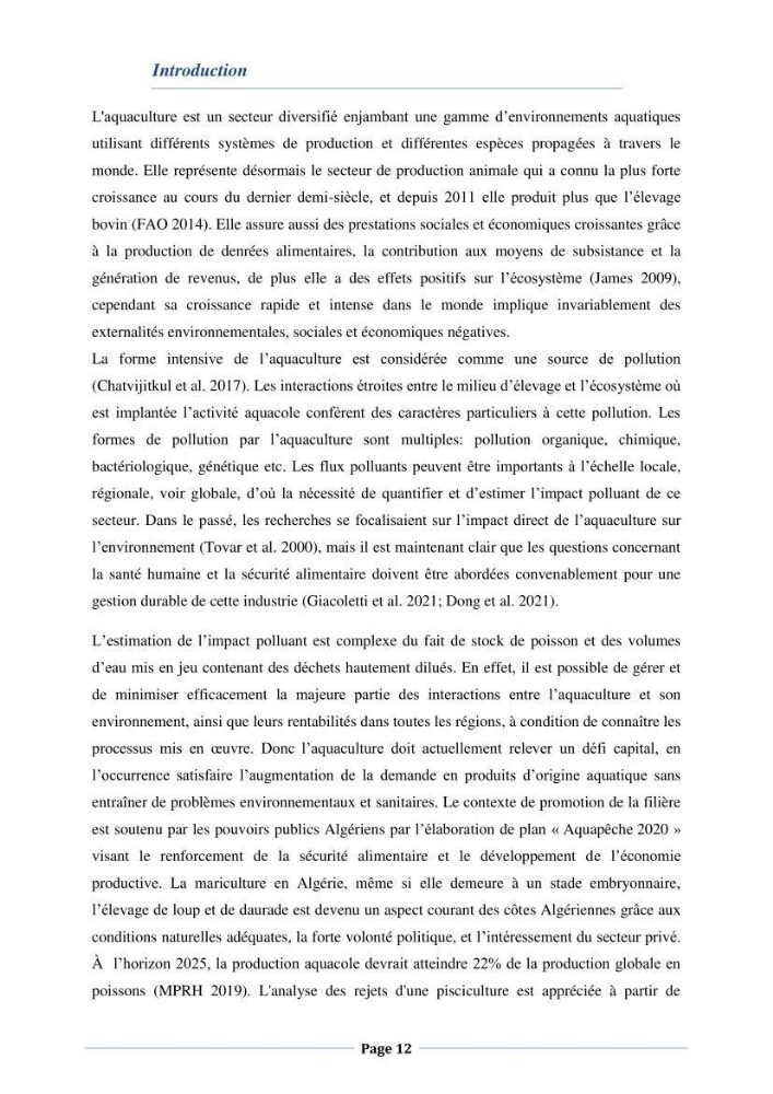 Les interactions environnement -aqaculture : interaction environnementales et optimisation des systemes de production piscicole marine