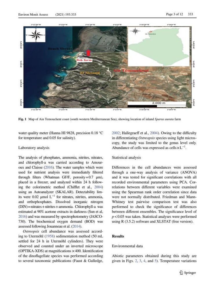 Les interactions environnement -aqaculture : interaction environnementales et optimisation des systemes de production piscicole marine