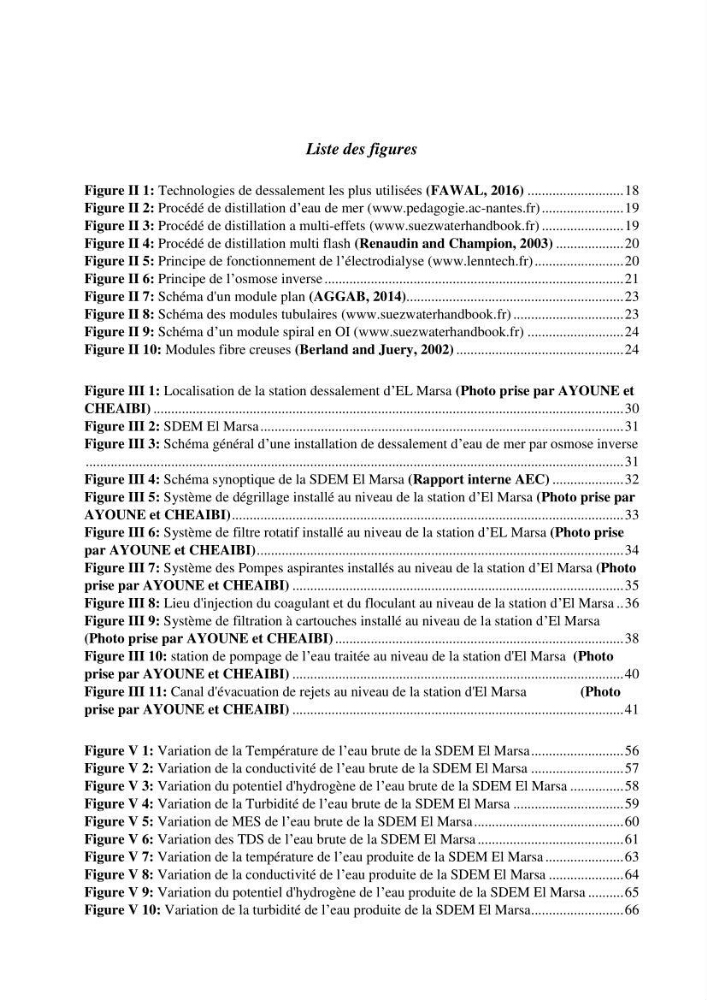 Identification des paramètres des eaux brutes et des eaux produites, et suivi des rejets de saumures issus de la station de dessalement EL MARSA