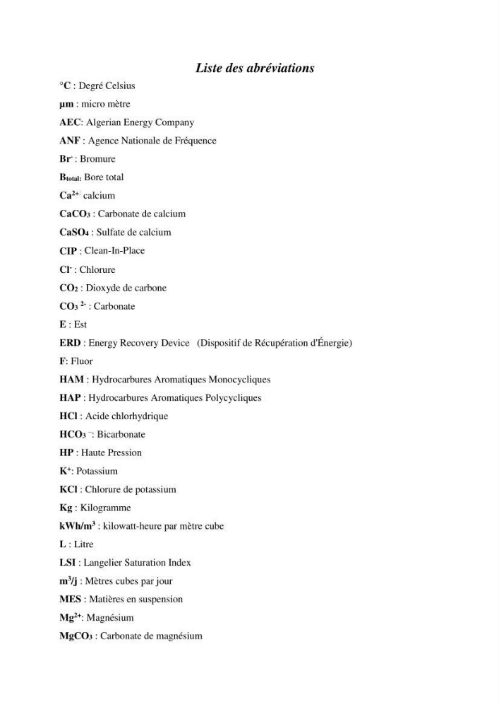 Identification des paramètres des eaux brutes et des eaux produites, et suivi des rejets de saumures issus de la station de dessalement EL MARSA
