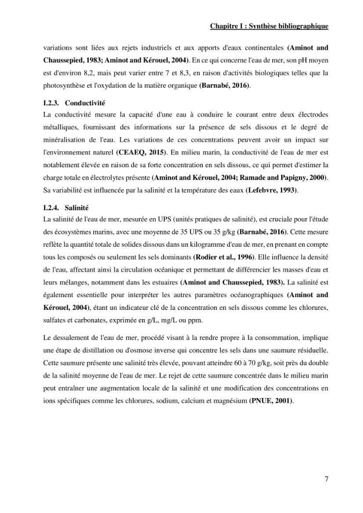 Identification des paramètres des eaux brutes et des eaux produites, et suivi des rejets de saumures issus de la station de dessalement EL MARSA