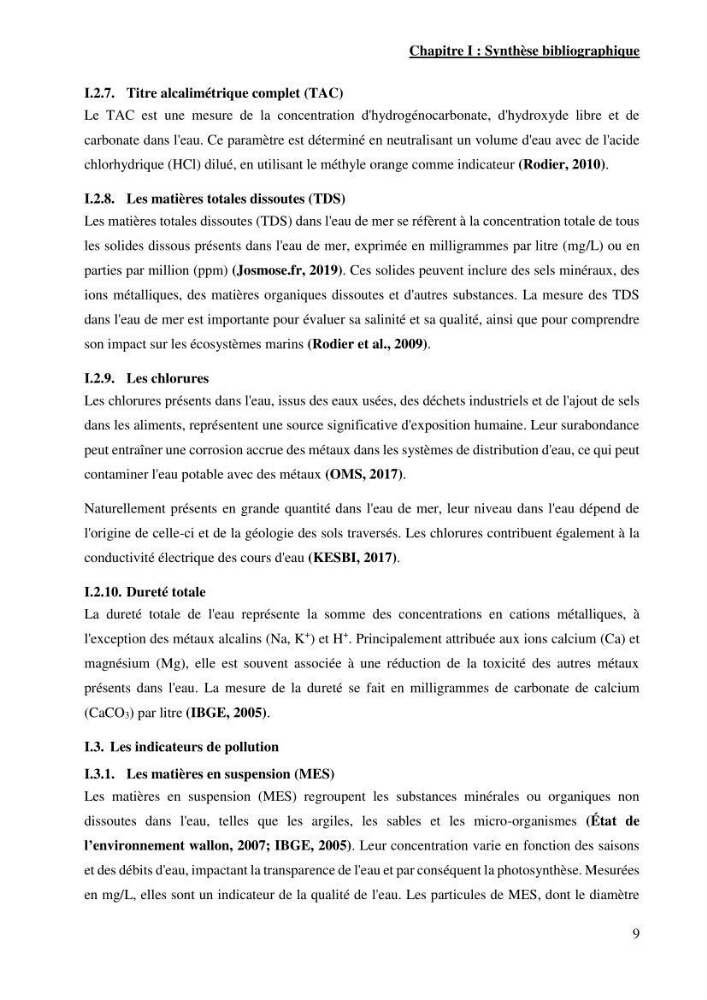 Identification des paramètres des eaux brutes et des eaux produites, et suivi des rejets de saumures issus de la station de dessalement EL MARSA