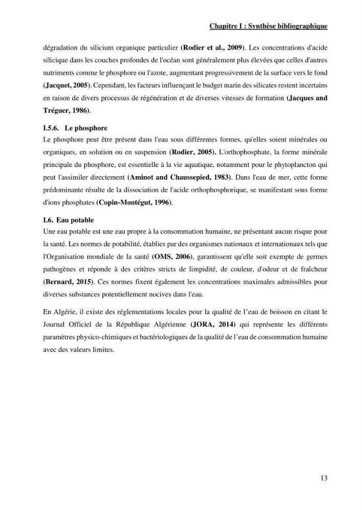 Identification des paramètres des eaux brutes et des eaux produites, et suivi des rejets de saumures issus de la station de dessalement EL MARSA